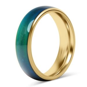LAST 1 ❣️ 18k Gold Mood Ring Band Stainless Steel Ring 🩷🤍❤️ Unisex